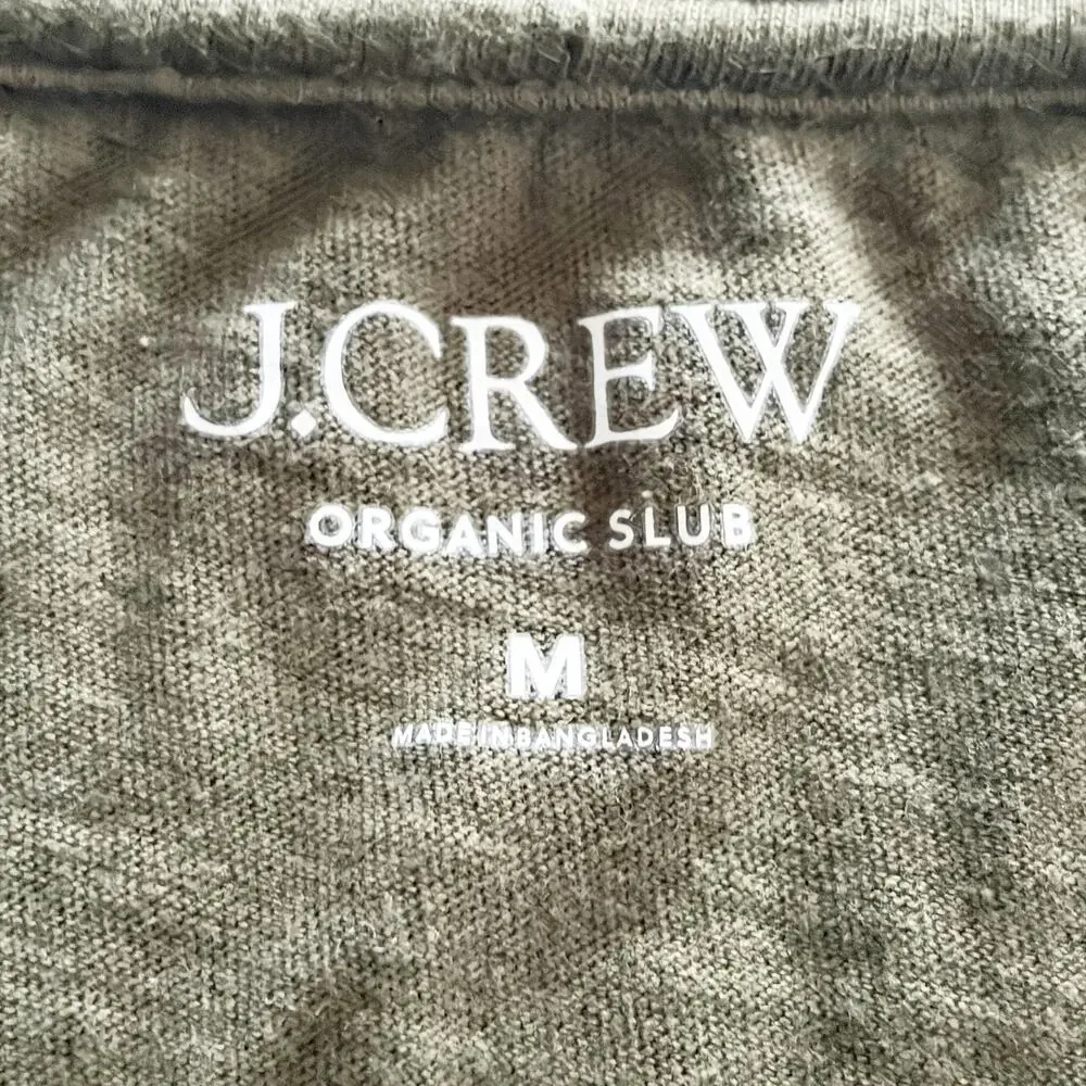J. Crew Organic Slub Cotton Boxy Muscle Tee Tank Top Olive Green Women's Sz M